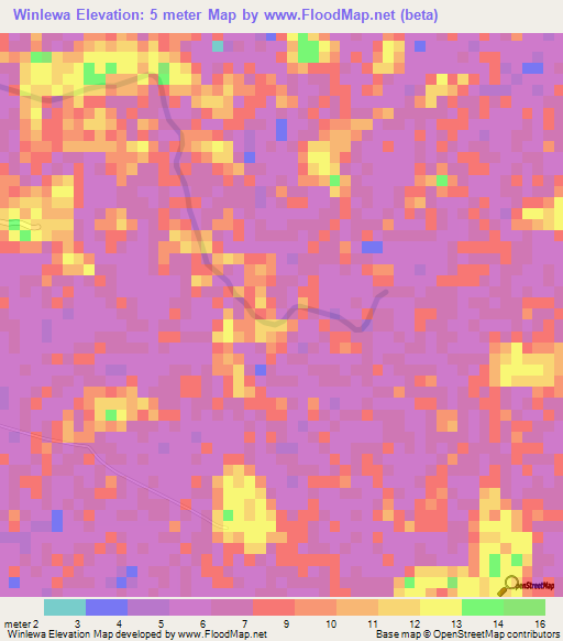 Winlewa,Myanmar Elevation Map