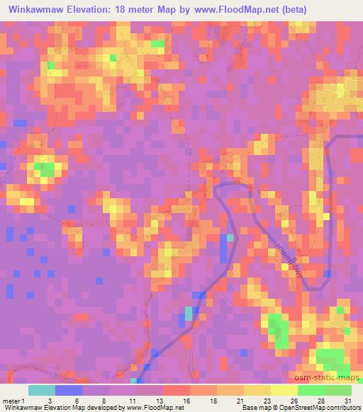 Winkawmaw,Myanmar Elevation Map
