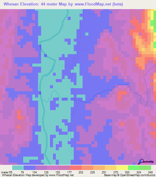 Whesan,Myanmar Elevation Map