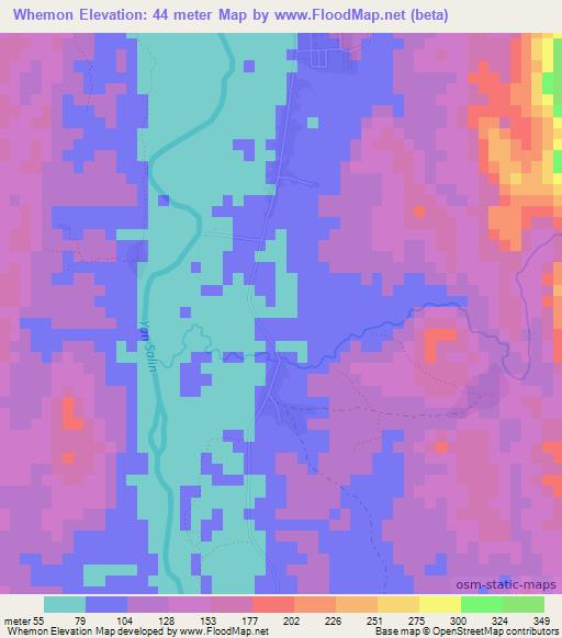 Whemon,Myanmar Elevation Map
