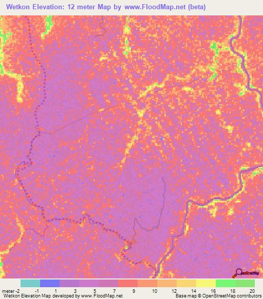 Wetkon,Myanmar Elevation Map