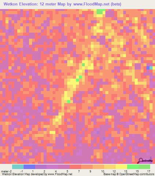 Wetkon,Myanmar Elevation Map