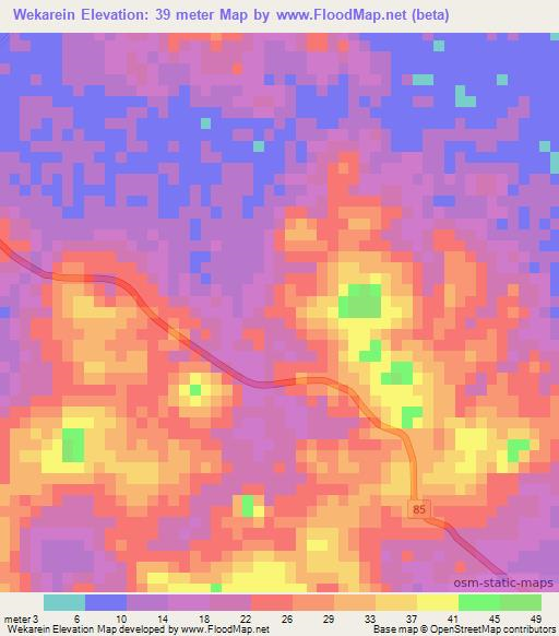 Wekarein,Myanmar Elevation Map