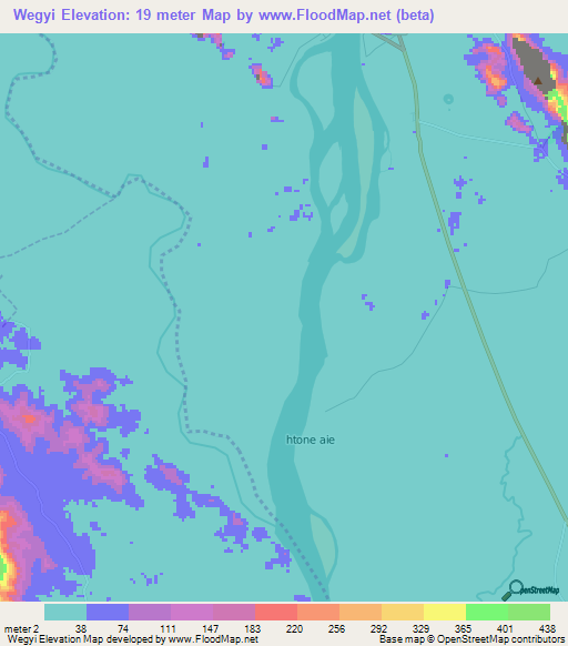 Wegyi,Myanmar Elevation Map