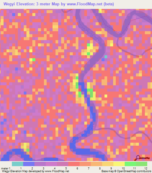 Wegyi,Myanmar Elevation Map