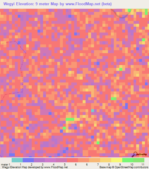 Wegyi,Myanmar Elevation Map