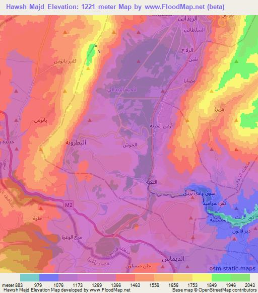 Hawsh Majd,Syria Elevation Map
