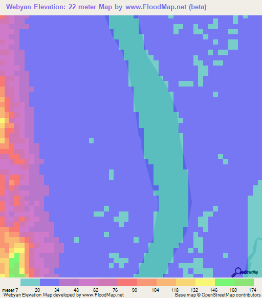 Webyan,Myanmar Elevation Map