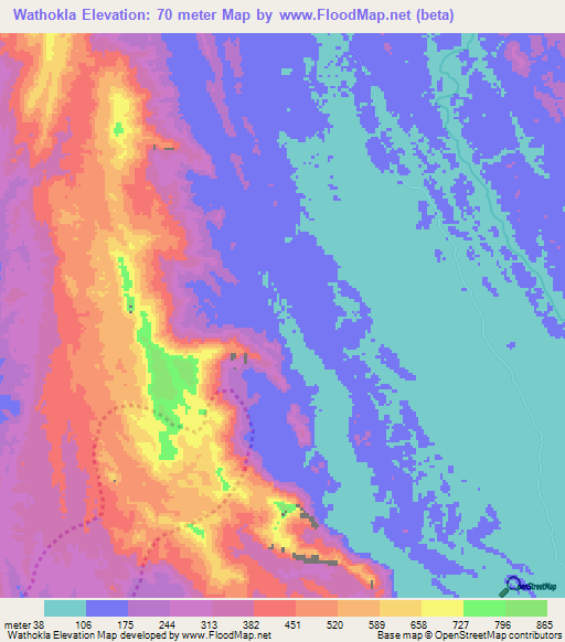 Wathokla,Myanmar Elevation Map