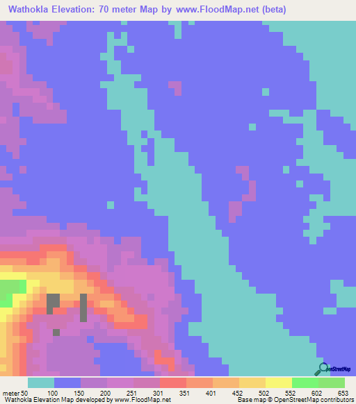 Wathokla,Myanmar Elevation Map
