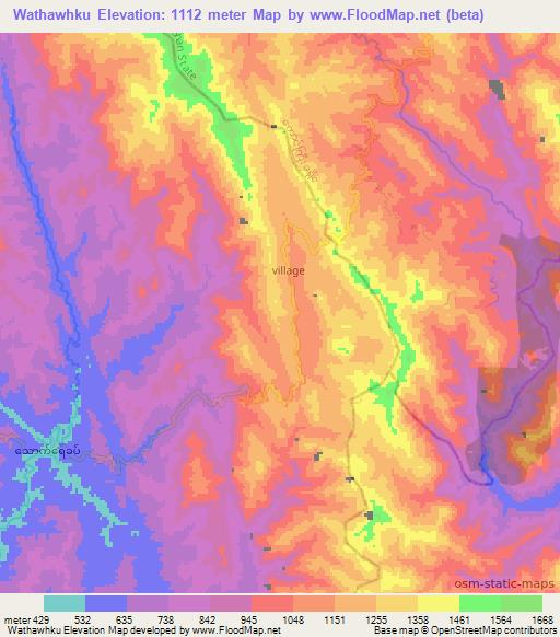 Wathawhku,Myanmar Elevation Map