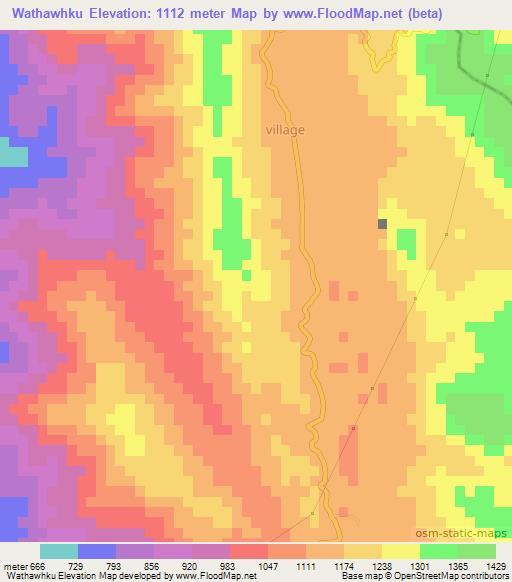 Wathawhku,Myanmar Elevation Map