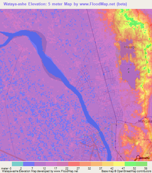 Wataya-ashe,Myanmar Elevation Map