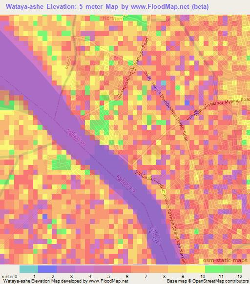Wataya-ashe,Myanmar Elevation Map