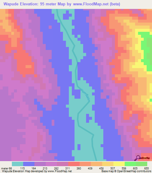 Wapude,Myanmar Elevation Map