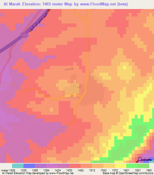 Al Marah,Syria Elevation Map