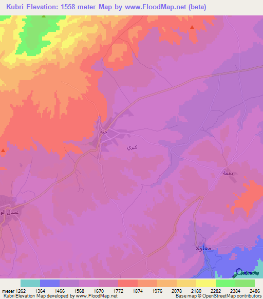 Kubri,Syria Elevation Map