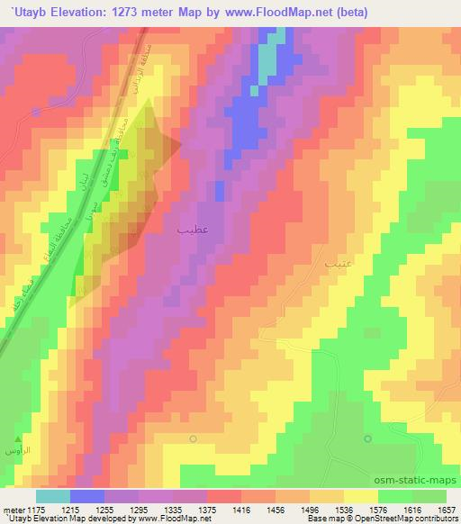 `Utayb,Syria Elevation Map