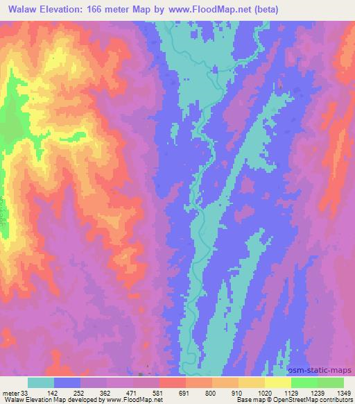 Walaw,Myanmar Elevation Map