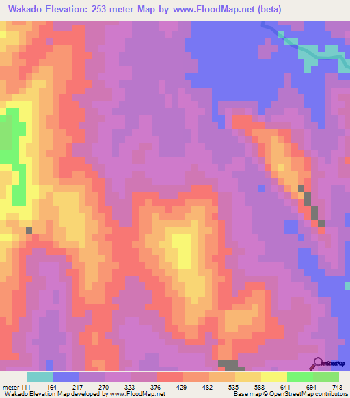 Wakado,Myanmar Elevation Map