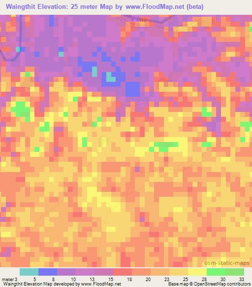 Waingthit,Myanmar Elevation Map