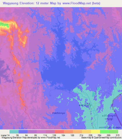 Wagyaung,Myanmar Elevation Map