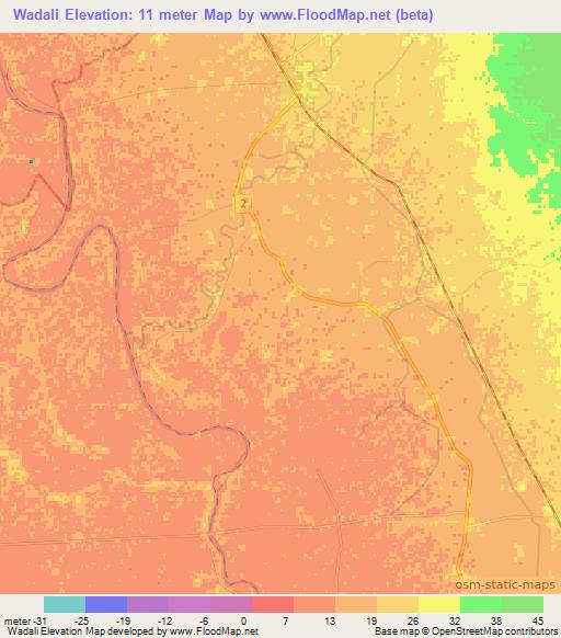 Wadali,Myanmar Elevation Map