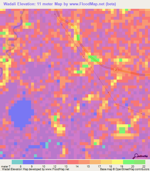 Wadali,Myanmar Elevation Map