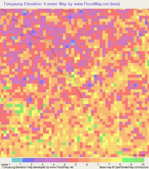 Tumyaung,Myanmar Elevation Map