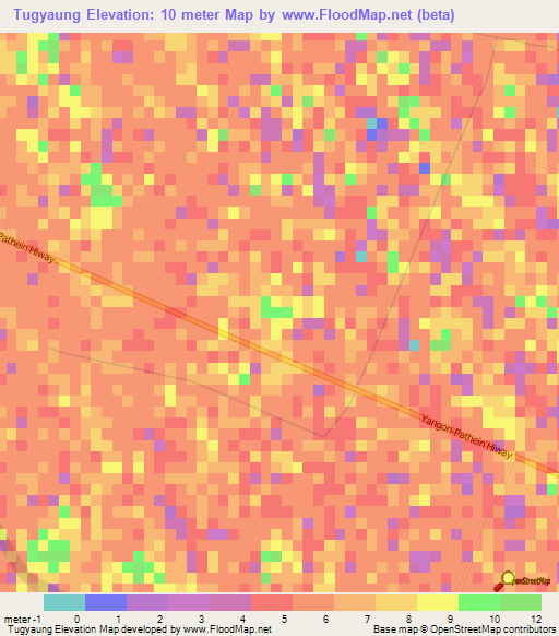 Tugyaung,Myanmar Elevation Map