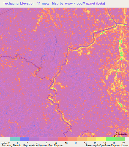 Tuchaung,Myanmar Elevation Map