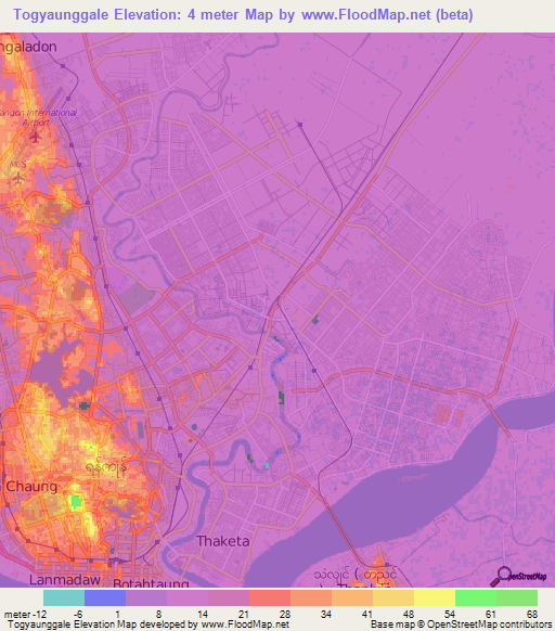 Togyaunggale,Myanmar Elevation Map