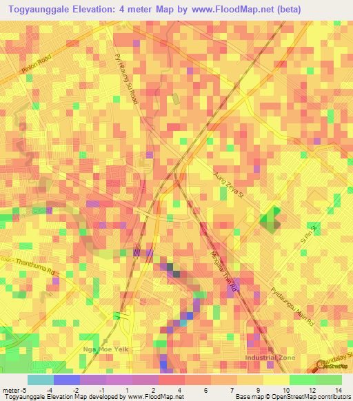 Togyaunggale,Myanmar Elevation Map