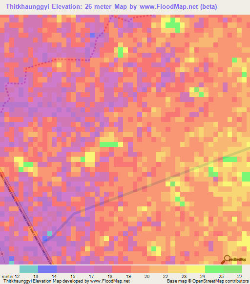 Thitkhaunggyi,Myanmar Elevation Map
