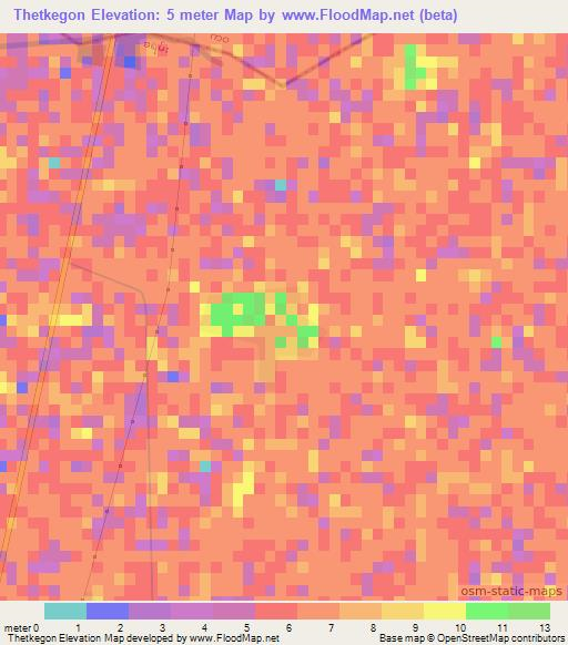 Thetkegon,Myanmar Elevation Map