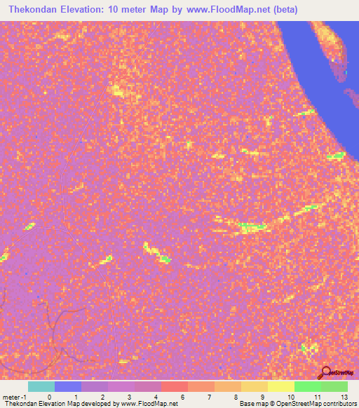 Thekondan,Myanmar Elevation Map
