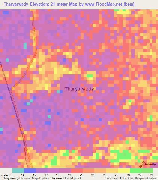Tharyarwady,Myanmar Elevation Map