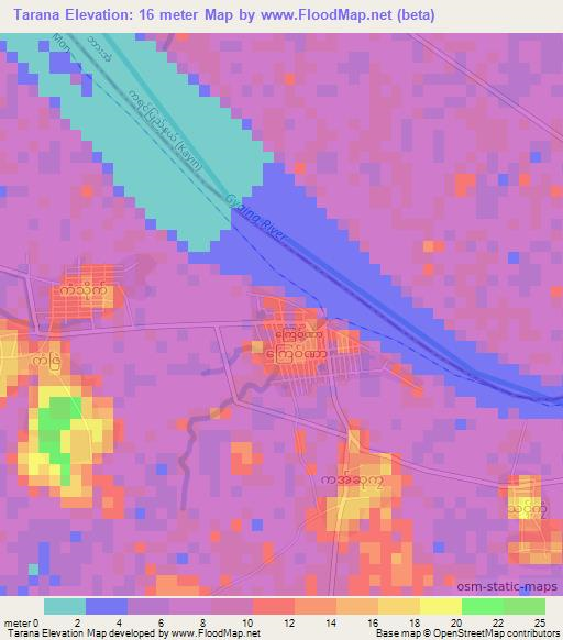 Tarana,Myanmar Elevation Map