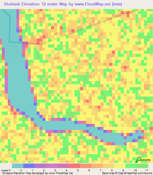 Shubauk,Myanmar Elevation Map