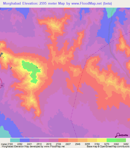 Morghabad,Iran Elevation Map