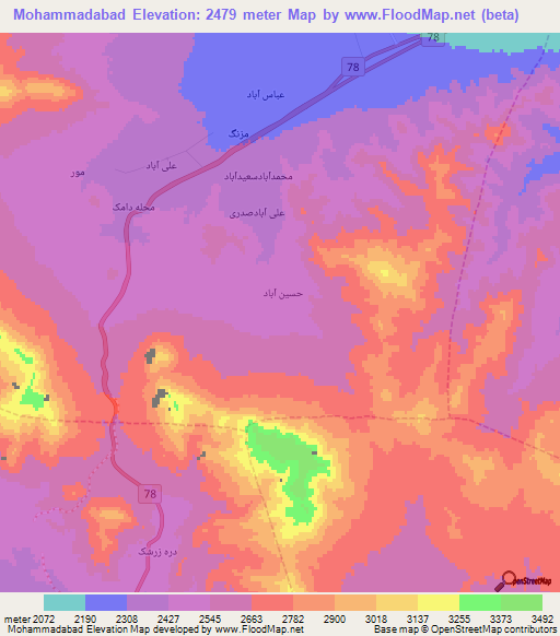 Mohammadabad,Iran Elevation Map