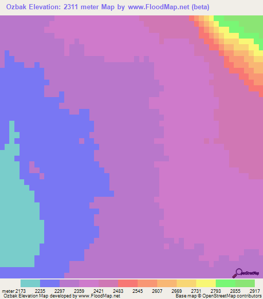 Ozbak,Iran Elevation Map