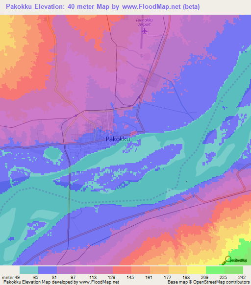Pakokku,Myanmar Elevation Map