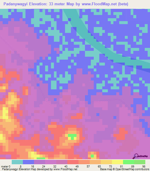 Padanywagyi,Myanmar Elevation Map