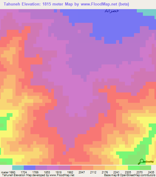 Tahuneh,Iran Elevation Map