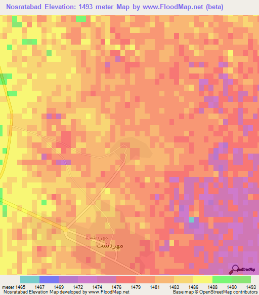 Nosratabad,Iran Elevation Map