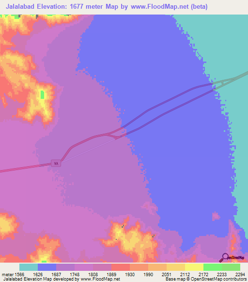 Jalalabad,Iran Elevation Map