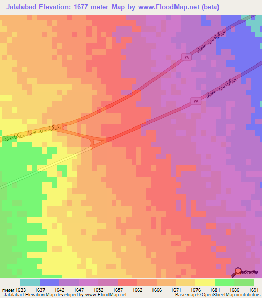 Jalalabad,Iran Elevation Map