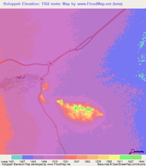 Koloppeh,Iran Elevation Map