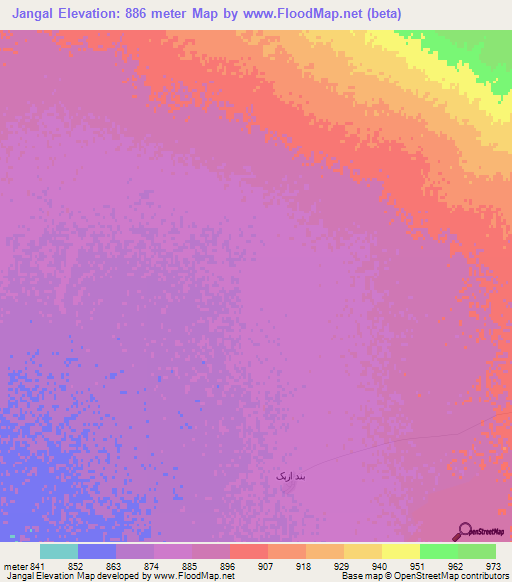 Jangal,Iran Elevation Map